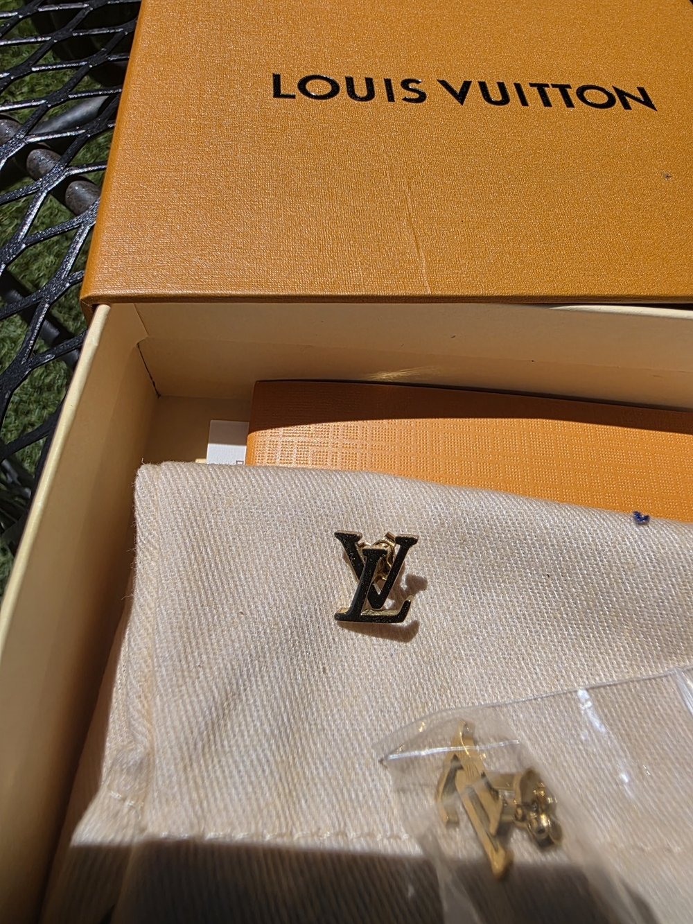 Louis Vuitton Gold LV Logo Earring